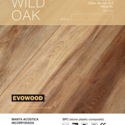 Wild Oak Piso Vinílico de SPC con Manta Acústica Incorporada Tabla ancha